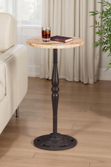 World Interiors - Rochester 12" Side Table in Retro Impulse Marble with Casted Base