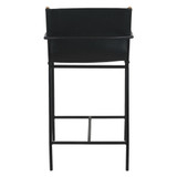 World Interiors - Sutton 20" Counter Armchair in Black Leather and Iron