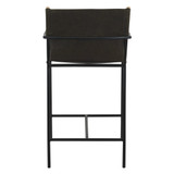 World Interiors - Sutton 20" Counter Armchair in Olive Green Leather and Iron