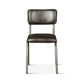 World Interiors - William Dining Chair in Ebony Leather and Iron
