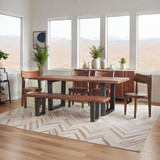 World Interiors - Yarrow 79" Dining Table in Light Sequoia with Gunmetal Legs