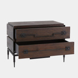 Global Views Scratch Two-Drawer Chest - Dark Brown Mango Wood & Black Iron