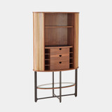 Global Views Cabriolet Tall Cabinet - Walnut, Gold Leaf & Italian Porcelain