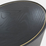 Global Views Ellipse Bedside Cabinet - Black Leather & Oak