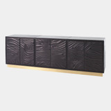 Global Views Forest Long Cabinet - Charcoal Embossed Leather