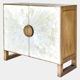 Global Views Gypsum Cabinet - Selenite Sunburst & Brass
