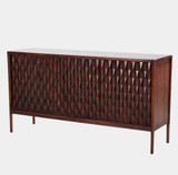 Global Views Kerf Cabinet - Carved Mango Wood in Walnut Finish