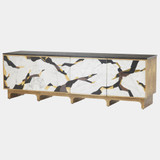 Global Views Sorprendente Inlay Cabinet - Marble & Antique Brass