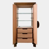 Global Views Yasbeck Framed Tall Cabinet - Brass & White Oak