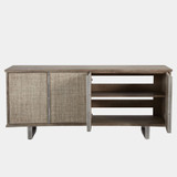 Global Views Delphi Media Cabinet - Soft Gray Cerused Ash & Grass Cloth