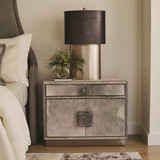 Global Views Metro Nightstand - Gray Hair-on-Hide & Nickel