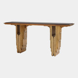 Global Views Layered Deco Console Table - Antique Brass & Black Granite