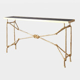 Global Views Love Knot Console Table - Gold Leaf & Black Marble