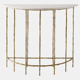 Global Views Meng Demi Console Table - Brass & White Marble