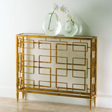 Global Views Open Block Console Table - Gold & White Marble