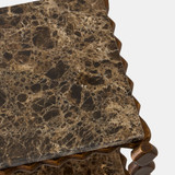 Global Views Pinkered Console Table - Emperador Marble & Bronze