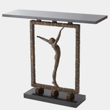 Global Views Reach Out Of The Box Console Table - Sculpted Iron & Black Granite
