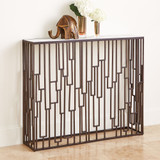 Global Views Shingle Hall Console Table - Bronze & White Marble