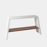 Global Views Eddy Console Table - White Resin & Walnut
