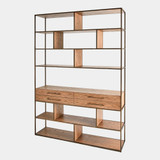 Global Views Mack Etagere - Oak & Antique Brass