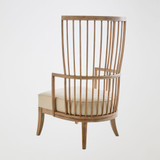 Global Views Spindle Wing Chair - Beige Leather
