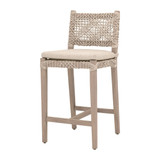 Essentials For Living - Costa Outdoor Counter Stool in Oat Flat Rope, Performance Ecru Weave, Washed Ever Teak