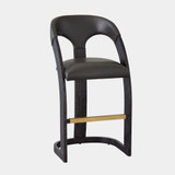 Global Views Delia Barstool - Ebony & Graphite Leather