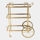 Global Views Jude English Bar Cart & Tea Trolley - Brass