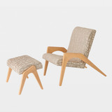 Global Views Archangle Bench - Oak & Gray Velvet