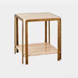 Global Views Kraft Side Table - Light Bronze & Travertine