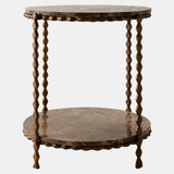 Global Views Pinkered Side Table - Emperador Marble