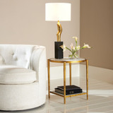 Global Views Zsido Side Table - Gold with White Marble