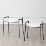 Global Views Retro Round Side Table - Gunmetal & White Marble