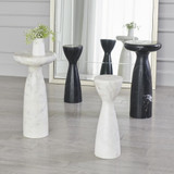 Global Views Appellative Marble Tower Pedestal Table - Black
