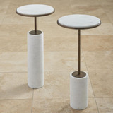 Global Views Flummox Tall Cored Marble Table - Bronze