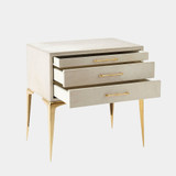 Global Views Stiletto Bedside Table - White Hair-On-Hide & Brass