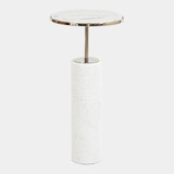 Global Views Flummox Tall Cored Marble Table - Nickel