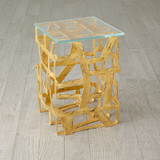 Global Views Fragments End Table - Gold Leaf & Glass