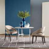 Global Views Radius Round Table - Silver & Golden White Ceramic