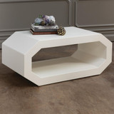 Global Views Cubist Coffee Table - White Waxed Sculpted Pine