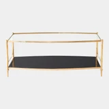 Global Views Camber Cocktail Table - Brass & Black Marble