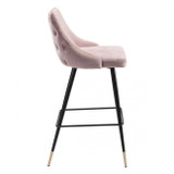 Zuo Modern Piccolo Bar Chair Pink Velvet