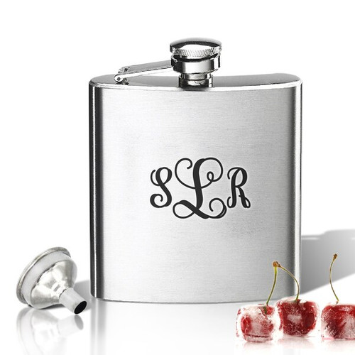 Stainless Steel Hip Flask (8 Oz) Personalized To Your Desire.  Monogram V2