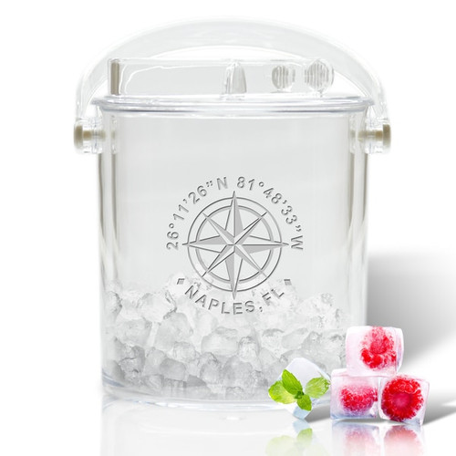 Personalized Insulated Ice Bucket With Tongs (Gps Coordinates)