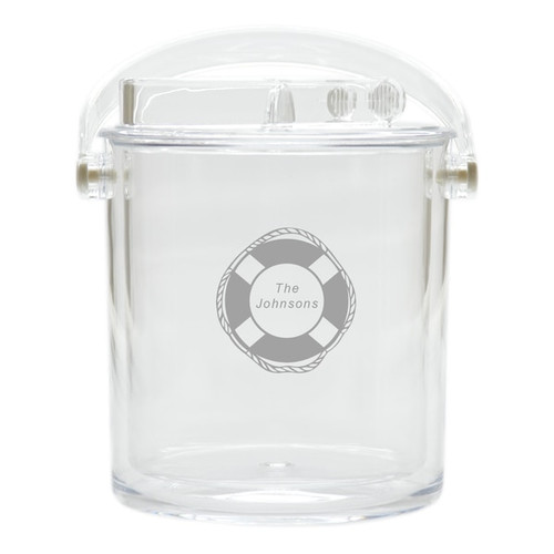 Personalized Insulated Ice Bucket With Tongs - Life Preserver