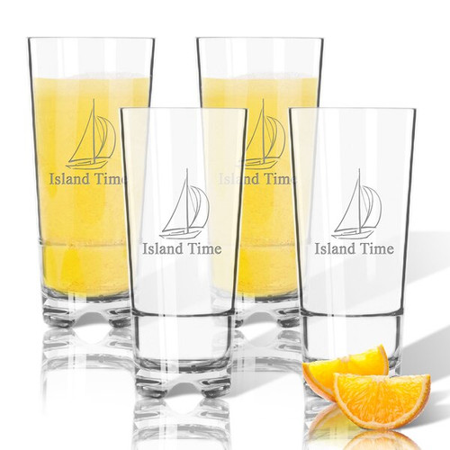 Tritan High Ball Glasses 16 Oz (Set Of 4) :  Sailboat