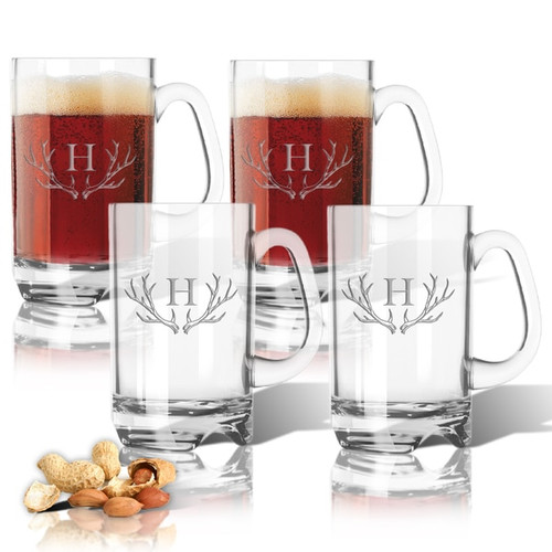 Tritan Sports Mug 16Oz (Set Of 4) Antler Initial Motif