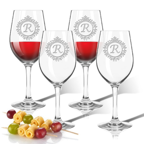 Icon Picker Personalized Tritan Wine Stems 12 Oz (Set Of 4)(Initial/Monogram Prime Design)