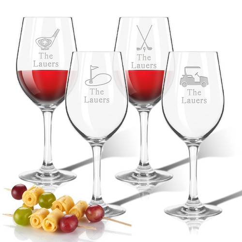 Tritan Wine Stems 12 Oz (Set Of 4): Golf  With Name