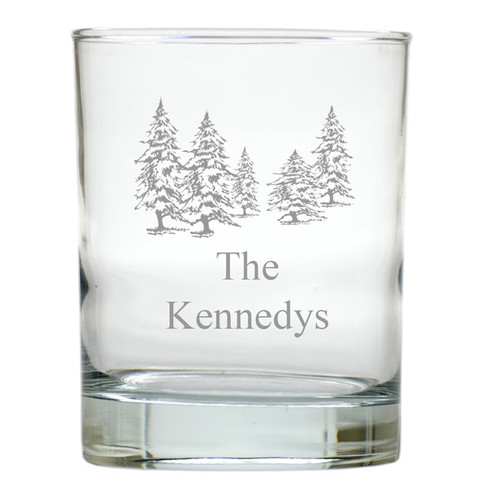 Personalized  Pine Trees Old Fashioned - Set Of 4 (Unbreakable)